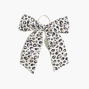 NWT Madewell Oversized Bow Hair Tie Spring Leopard Antique Cream